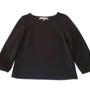 Max Studio Womens Long-Sleeve Scoop Neck Solid Black Top Medium